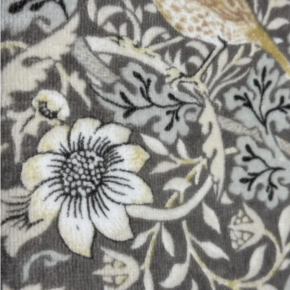 x4 William Morris Strawberry Thief Bird Velour Hand Towel Set Gray Bedlinen Clay